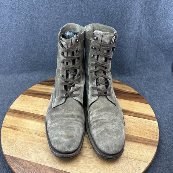N.D.C. Made by Hand Combat Boot Lace-up Green Brown Suede Boot Men 45B US 12B - Picture 6 of 13